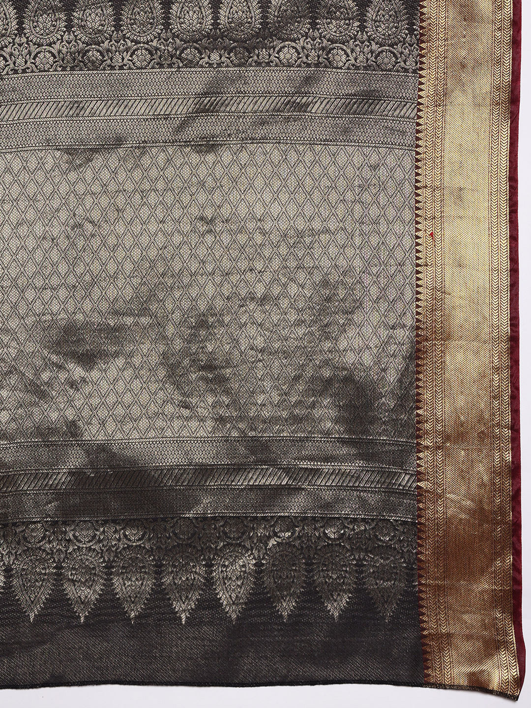 Hiral Fashion Black Kanjeevaram Banarasi Silk Ikkat Woven Design Saree