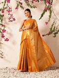 Hiral Fashion Mustard Kanjeevaram Banarasi Silk Ikkat Woven Design Saree