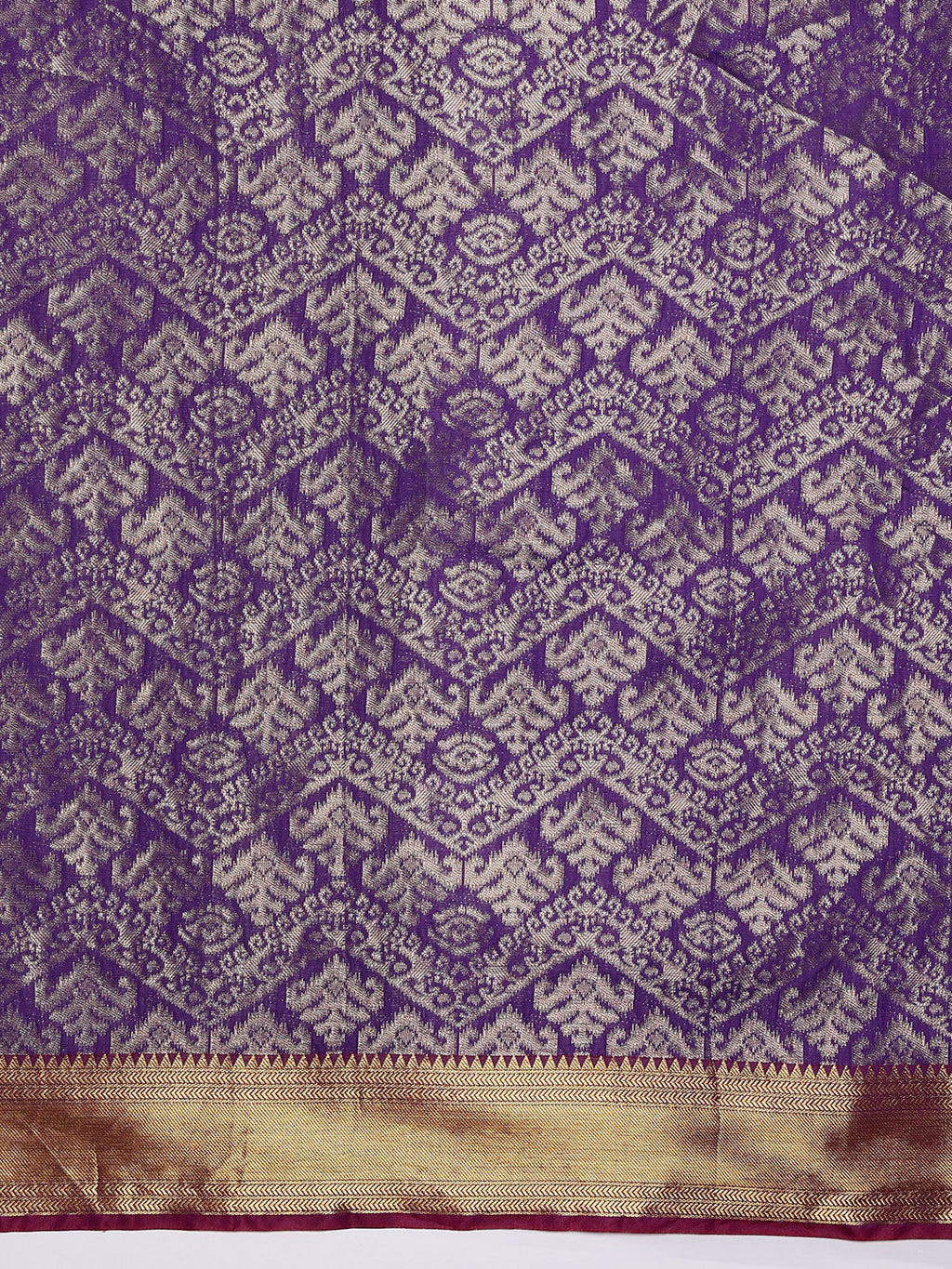 Hiral Fashion Purple Kanjeevaram Banarasi Silk Ikkat Woven Design Saree