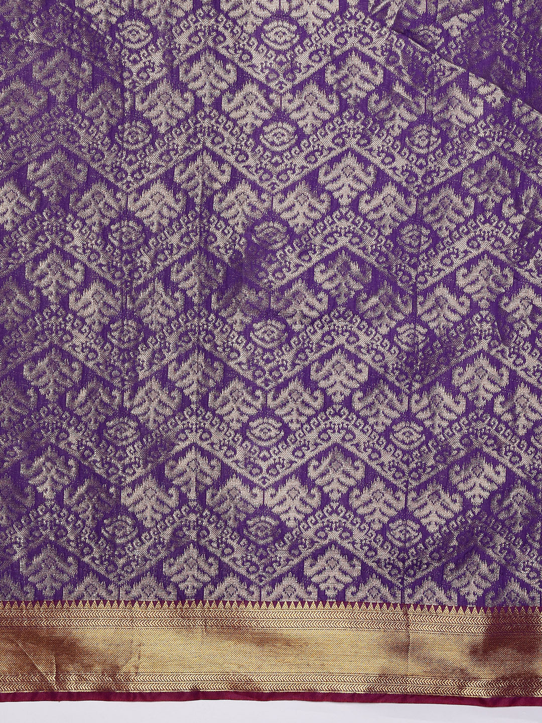 Hiral Fashion Purple Kanjeevaram Banarasi Silk Ikkat Woven Design Saree