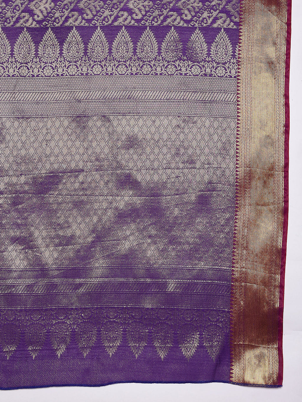Hiral Fashion Purple Kanjeevaram Banarasi Silk Ikkat Woven Design Saree