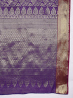 Hiral Fashion Purple Kanjeevaram Banarasi Silk Ikkat Woven Design Saree