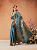 Hiral Fashion Teal Kanjeevaram Banarasi Silk Ikkat Woven Design Saree