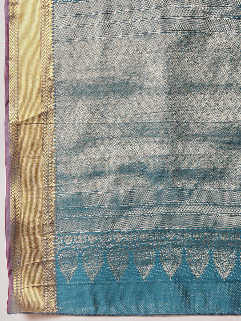 Hiral Fashion Teal Kanjeevaram Banarasi Silk Ikkat Woven Design Saree