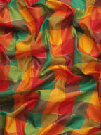 Multicolor Kanjeevaram Silk ColorBlock Checked Saree with Unstitched Blouse - Hiral Fashion