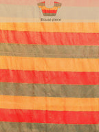 Multicolor Kanjeevaram Silk ColorBlock Checked Saree with Unstitched Blouse - Hiral Fashion