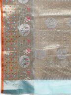 Blue Tissue Silk Woven Zari Design Geomatric Saree with Unstitched Blouse - Hiral Fashion