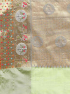 Green Tissue Silk Woven Zari Design Geomatric Saree with Unstitched Blouse - Hiral Fashion