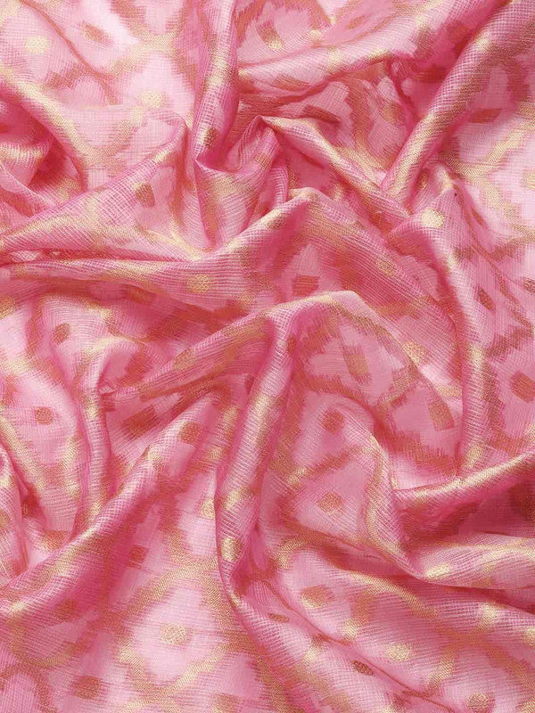 Pink Tissue Silk Woven Zari Design Geomatric Saree with Unstitched Blouse - Hiral Fashion