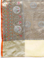 Yellow Tissue Silk Woven Zari Design Geomatric Saree with Unstitched Blouse - Hiral Fashion