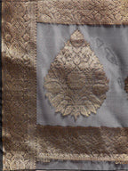 Black Organza Silk Woven Zari Design Floral Saree with Unstitched Blouse - Hiral Fashion