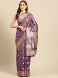 Light Pink Organza Silk Woven Zari Design Floral Saree with Unstitched Blouse - Hiral Fashion