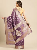 Light Pink Organza Silk Woven Zari Design Floral Saree with Unstitched Blouse - Hiral Fashion