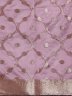 Light Pink Organza Silk Woven Zari Design Floral Saree with Unstitched Blouse - Hiral Fashion