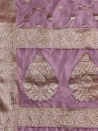 Light Pink Organza Silk Woven Zari Design Floral Saree with Unstitched Blouse - Hiral Fashion