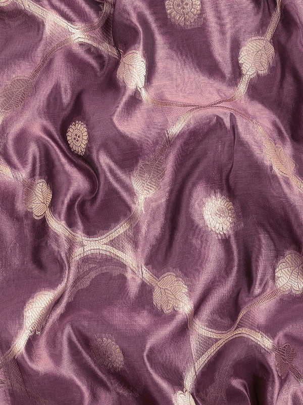 Light Pink Organza Silk Woven Zari Design Floral Saree with Unstitched Blouse - Hiral Fashion