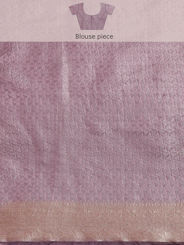 Light Pink Organza Silk Woven Zari Design Floral Saree with Unstitched Blouse - Hiral Fashion