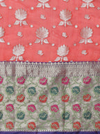 Red Art Silk Woven Zari Design Floral Saree with Unstitched Blouse - Hiral Fashion