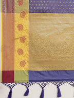 Hiral Fashion Navy Blue Kanjeevaram Art Silk Woven Design Saree