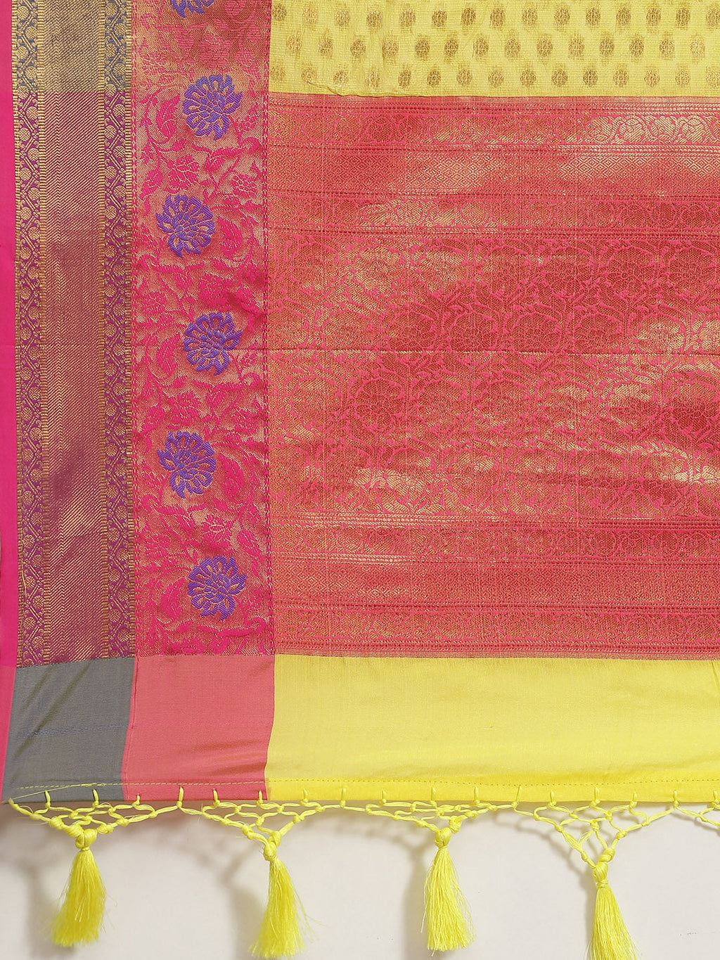 Hiral Fashion Yellow Kanjeevaram Art Silk Woven Design Saree