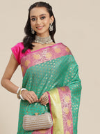 Hiral Fashion Green Kanjeevaram Art Silk Woven Design Saree