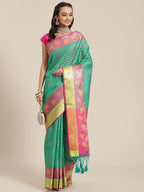 Hiral Fashion Green Kanjeevaram Art Silk Woven Design Saree