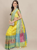 Yellow Art Silk Woven Zari Design Ethnic Motifs Saree with Unstitched Blouse - Hiral Fashion