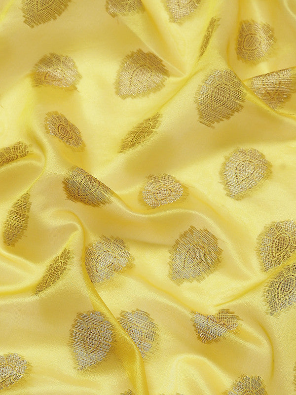 Yellow Art Silk Woven Zari Design Ethnic Motifs Saree with Unstitched Blouse - Hiral Fashion