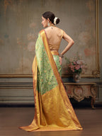 Green Pure Silk Woven Zari Design Floral Saree with Unstitched Blouse - Hiral Fashion