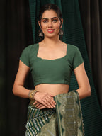 Hiral Fashion Green Banarasi Art Silk Striped Zari Woven Saree