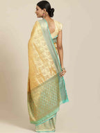 Hiral Fashion Beige Kanjeevaram Art Silk Floral Woven Design Saree