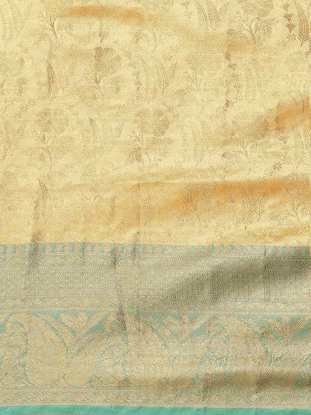 Hiral Fashion Beige Kanjeevaram Art Silk Floral Woven Design Saree