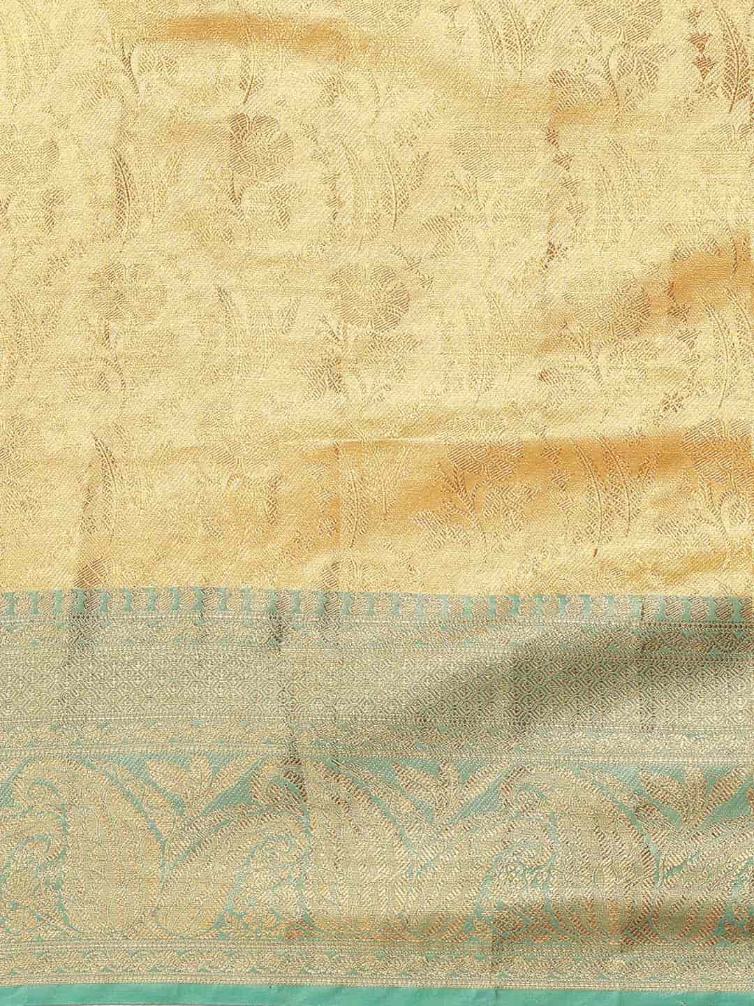 Hiral Fashion Beige Kanjeevaram Art Silk Floral Woven Design Saree