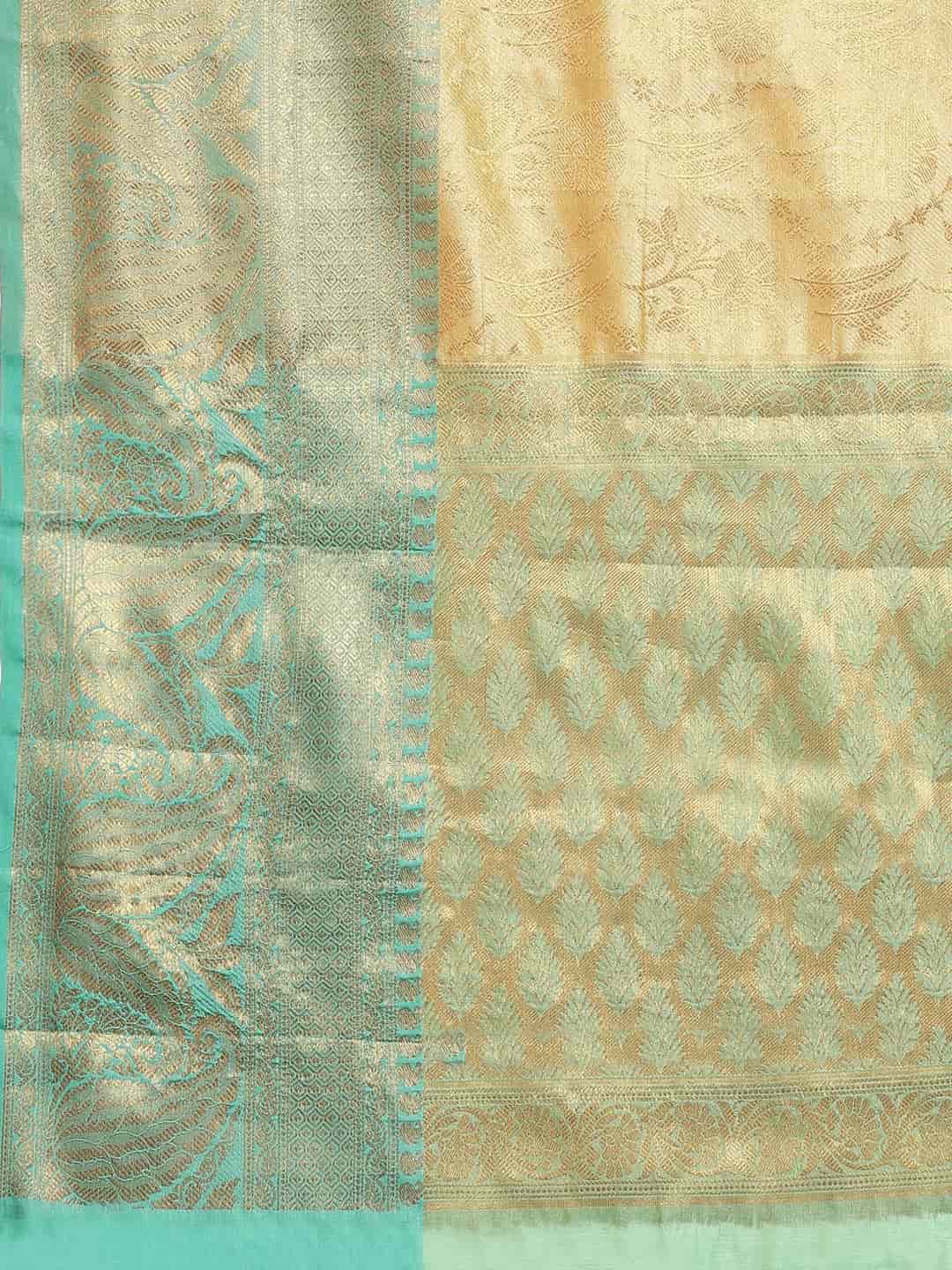 Hiral Fashion Beige Kanjeevaram Art Silk Floral Woven Design Saree