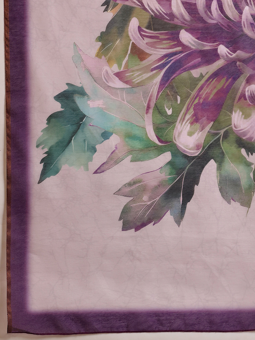 Hiral Fashion Lavender Cotton Silk Stripes Digital Printed Saree