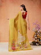Hiral Fashion Mustard Cotton Silk Kalamkari Digital Printed Saree