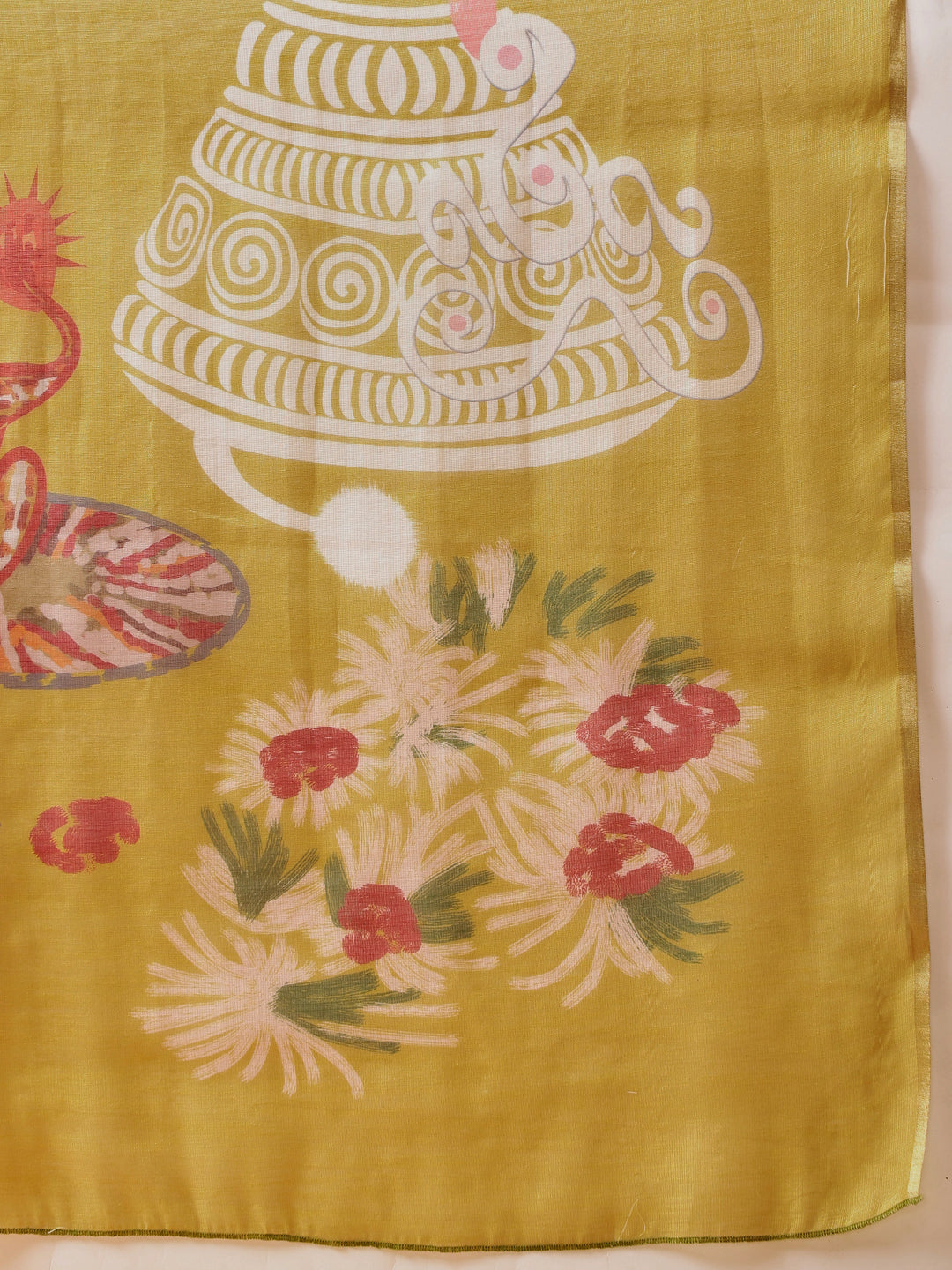 Hiral Fashion Mustard Cotton Silk Kalamkari Digital Printed Saree