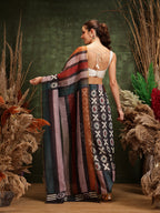 Hiral Fashion Black Cotton Silk Abstract Digital Printed Saree
