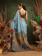 Hiral Fashion Teal Cotton Silk Kalamkari Digital Printed Saree