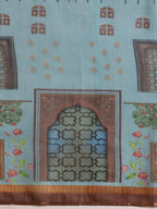 Hiral Fashion Teal Cotton Silk Kalamkari Digital Printed Saree