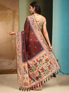 Hiral Fashion Brown Paithani Cotton Blend Floral Digital Printed Saree