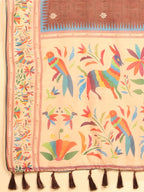 Hiral Fashion Brown Paithani Cotton Blend Floral Digital Printed Saree