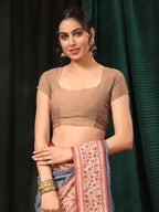 Hiral Fashion Grey Paithani Cotton Blend Geomatric Digital Printed Saree