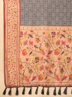 Hiral Fashion Grey Paithani Cotton Blend Geomatric Digital Printed Saree