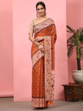 Hiral Fashion Orange Paithani Cotton Blend Polka Dots Digital Printed Saree