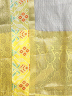 Gray Banarasi Silk Woven Zari Design Checked Saree with Unstitched Blouse - Hiral Fashion