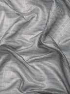 Gray Banarasi Silk Woven Zari Design Checked Saree with Unstitched Blouse - Hiral Fashion