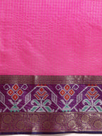 Pink Banarasi Silk Woven Zari Design Checked Saree with Unstitched Blouse - Hiral Fashion