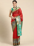 Red Banarasi Silk Woven Zari Design Checked Saree with Unstitched Blouse - Hiral Fashion