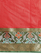 Red Banarasi Silk Woven Zari Design Checked Saree with Unstitched Blouse - Hiral Fashion